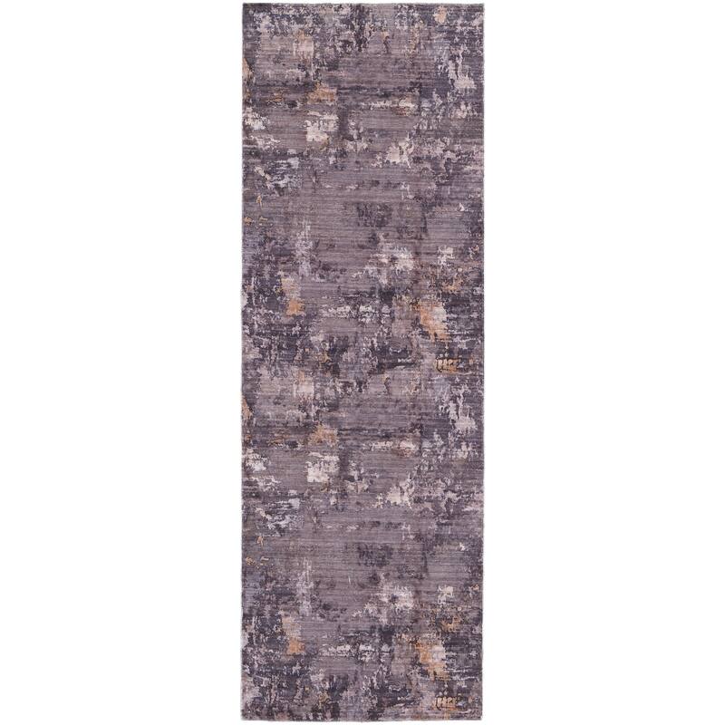 Janwood Power Loomed Contemporary Area Rug - 2'-7" x 8' - Charcoal Gray/Gold/Gray