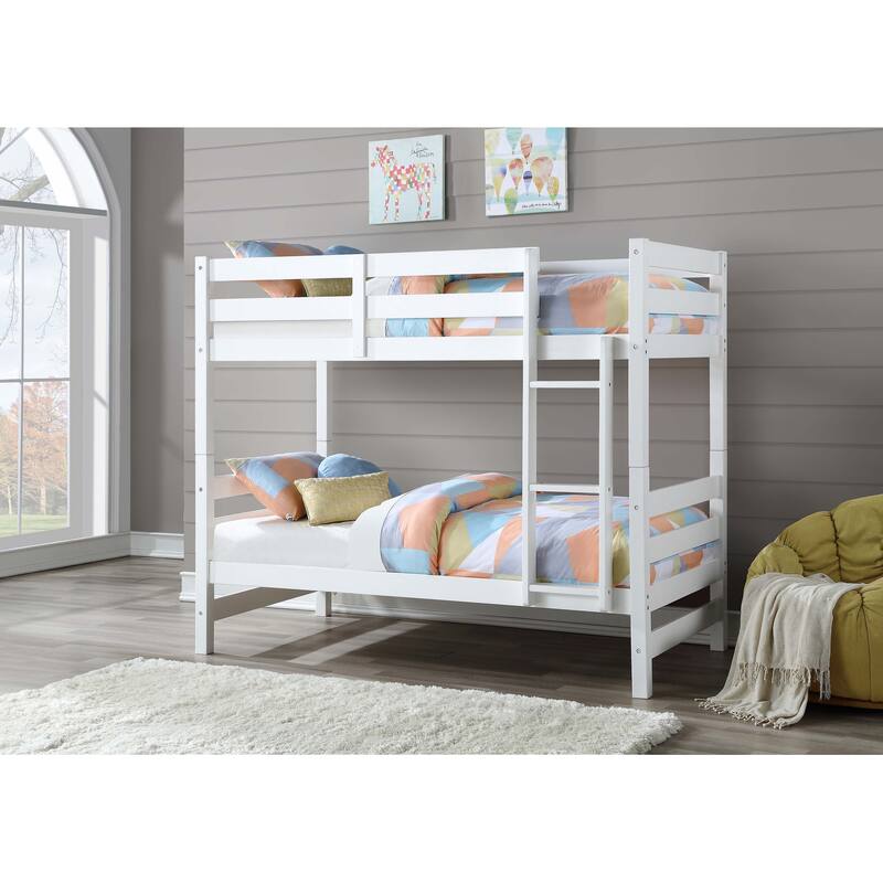 Valais Twin/Twin Bunk Bed with Front Ladder - White