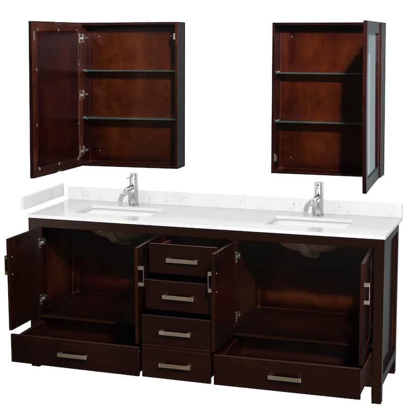 Wyndham Collection Sheffield 80" Double Bathroom Vanity, Carrara