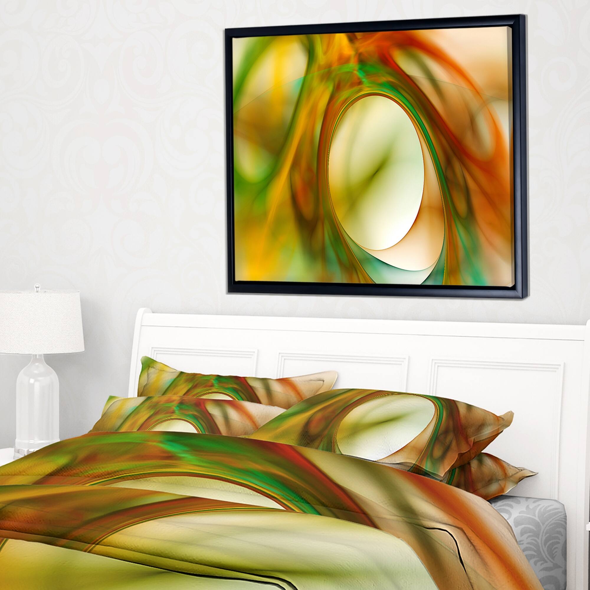 Designart "Circled Green Psychedelic Texture" Abstract Art on Framed