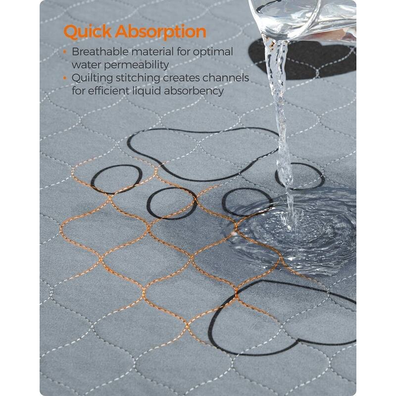 Gray Polyester Washable 2-Pack Dog Pee Pads with Waterproof Backing