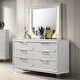 preview thumbnail 2 of 6, Furniture of America Drima Modern 2-Piece Pearl White Solid Wood 6-Drawer Dresser and Mirror Set