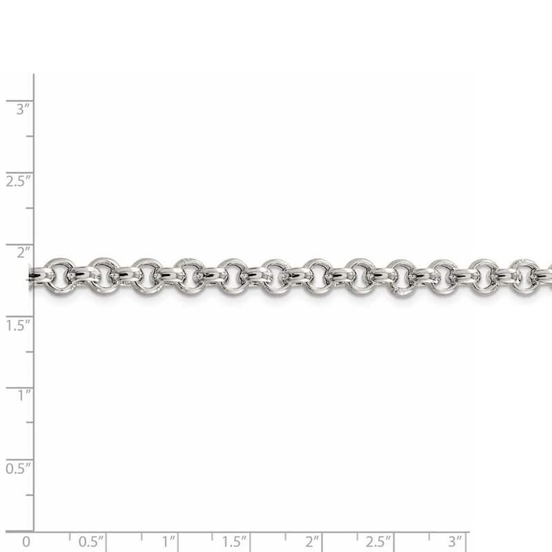 Curata 925 Sterling Silver Hollow Polished 6.5mm Rolo Chain Necklace For Men (Lobster)