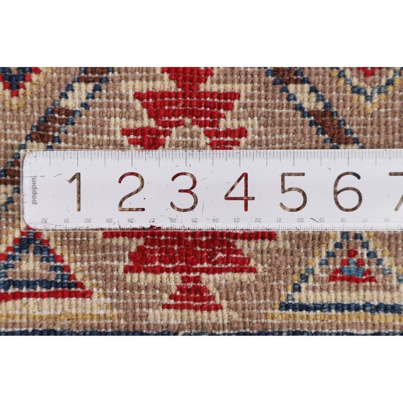 Traditional Beige Kazak Accent Rug Hand-Knotted Wool Carpet - 2'8" x 4'3"