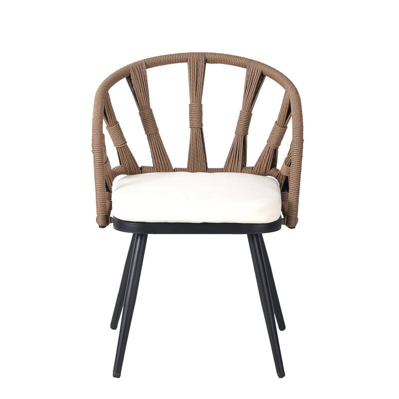 Contemporary Outdoor Set with PE Rattan Chairs and Plastic Wood Table,Suitable for Gardens and Lawns