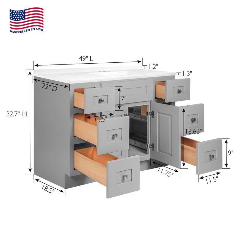 Design House 232215 Brookings 48" Free Standing Single Basin Vanity