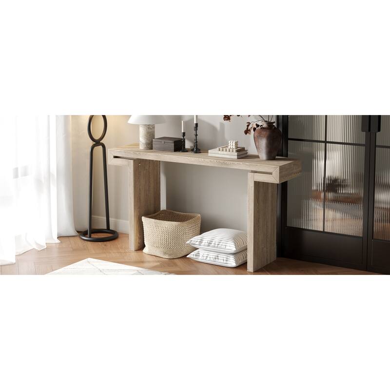 Wooden Console Table with Double Board Suspension, Entryway Accent Table Sofa Table for Living Room