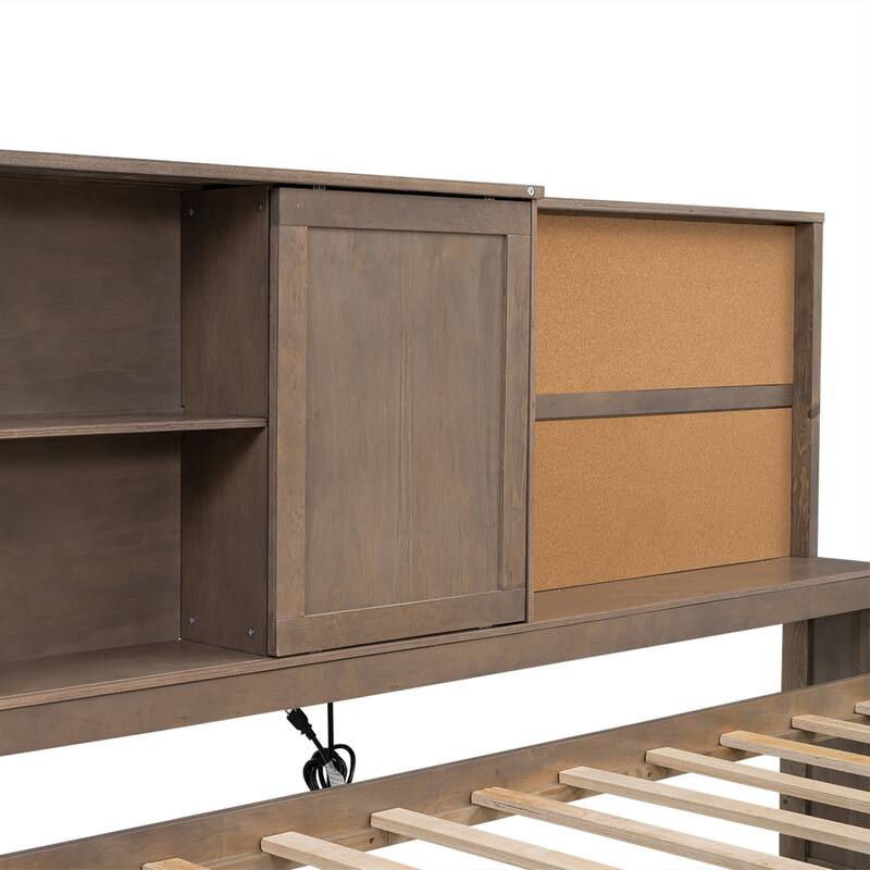Twin Size Lounge Daybed with Storage Shelves, USB Ports, 3 Drawers