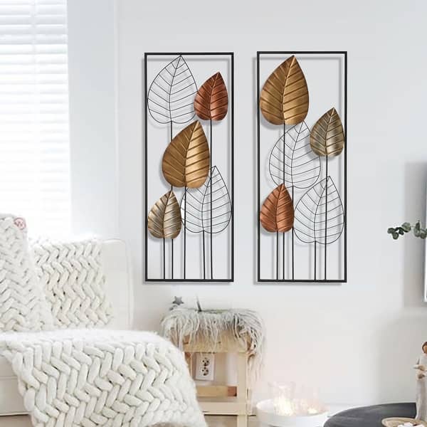 Bronze and Black Metal Leaf Wall Decor (Set of 2) Overstock 34604791