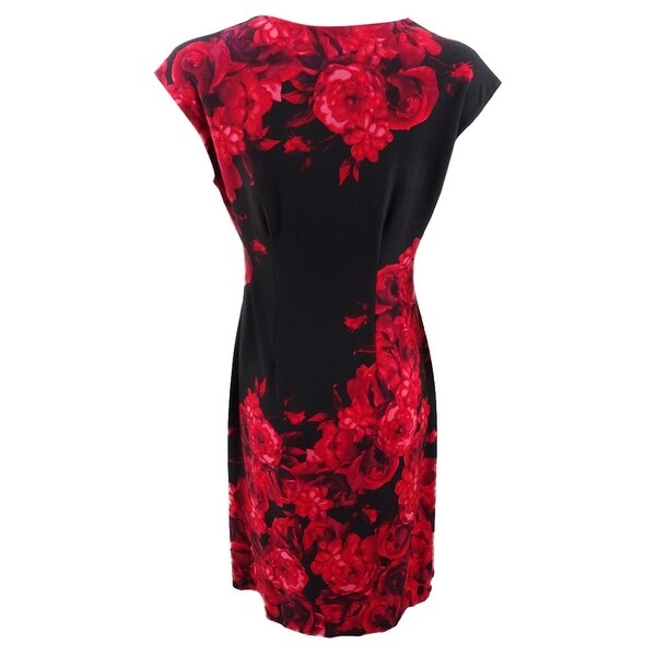 Connected Women/'s Petite Jersey Horseshoe-Neck Sheath Dress