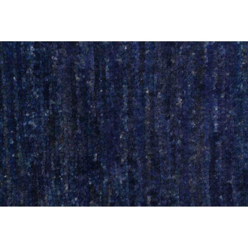 Hand Knotted Oriental 100% Wool Carpet Modern Solid Navy Blue & Blues Gabbeh Area Rug - 9' 7'' X 8' 0''