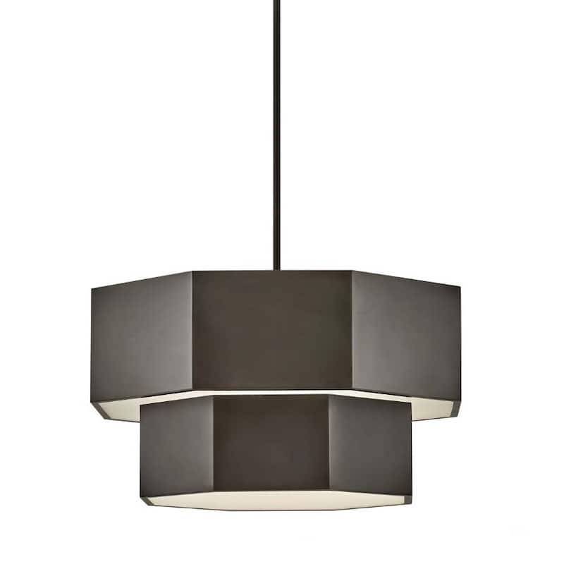 Hinkley Lighting 46994 Facet 7 Light 23" Wide Waterfall Chandelier - Black Oxide