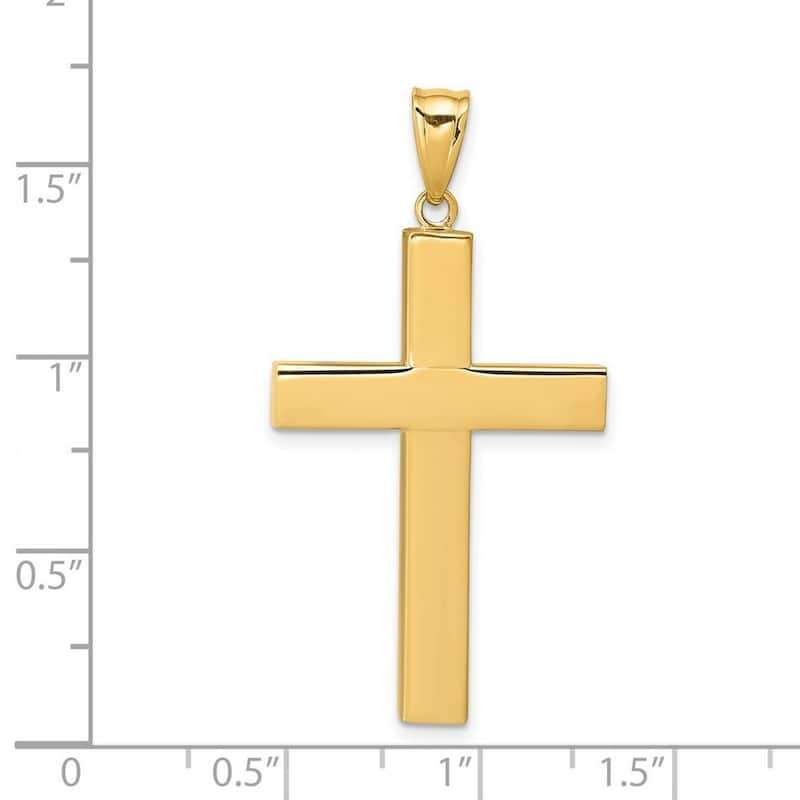 Curata 14k Yellow Gold 18" Polished Cross Hollow Pendant Necklace