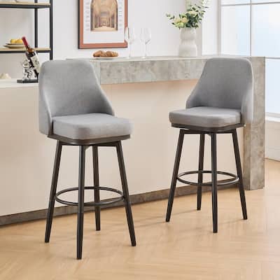 Counter Height Swivel Barstools Set of 2, Upholstered Seat Bar Stools with Metal Legs, Dining Room Chairs with Footrest