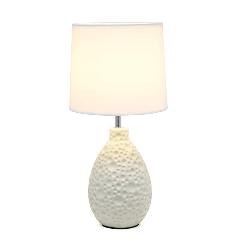 14.17" Textured Tear Drop TableLamp with White Fabric Shade