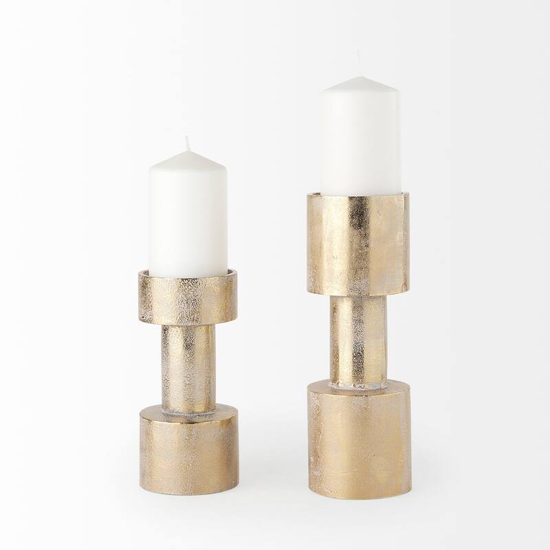 Bolton 3.9L x 3.9W x 10.6H Gold Metal Table Candle Holders