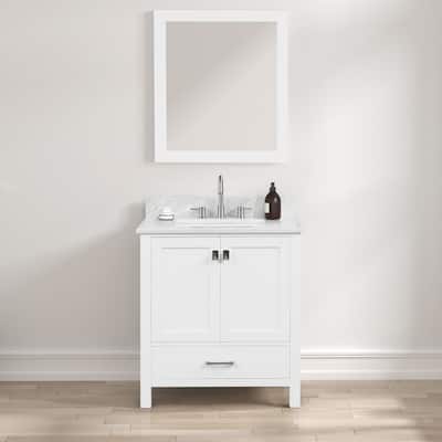 Blossom Geneva 30" Bathroom Vanity with Marble Top, Sink & Mirror