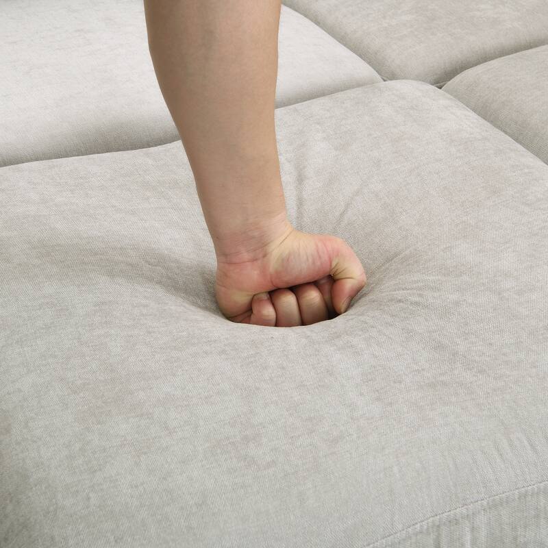 103" Chenille U-Shape Sectional Sofa 6-Seat Convertible Sleeper with 2 Ottomans and 3 USB Ports