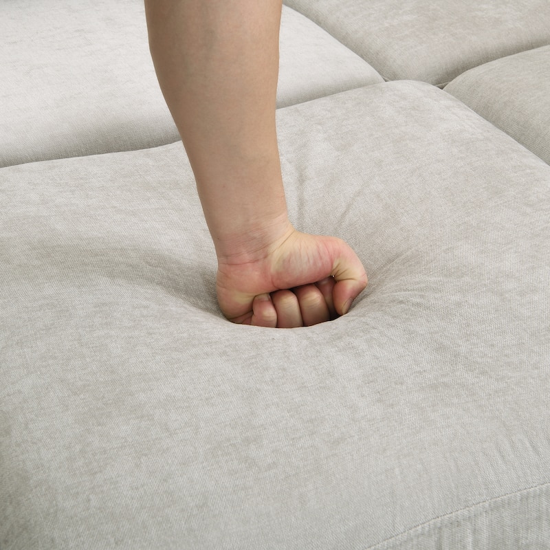 103" U-Shaped 6-Seater Sectional Sofa with Movable Ottomans, Plush Chenille Fabric, 3 USB Ports, and Versatile Seating