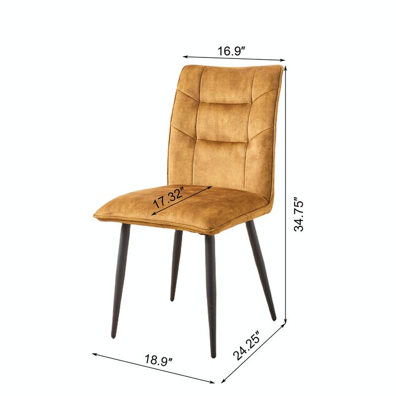 Velvet Dining Chairs (Set of 2) - Stain-Resistant, Iron Frame