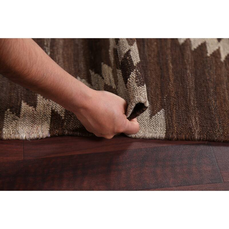 Natural Dye Geometric Tribal Kilim Oriental Area Rug Wool Hand-woven - 5'3" x 6'8"