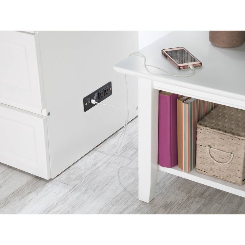 Murphy Bed Chest with Mattress & Charging Station - Space Saving Furniture for Small Rooms