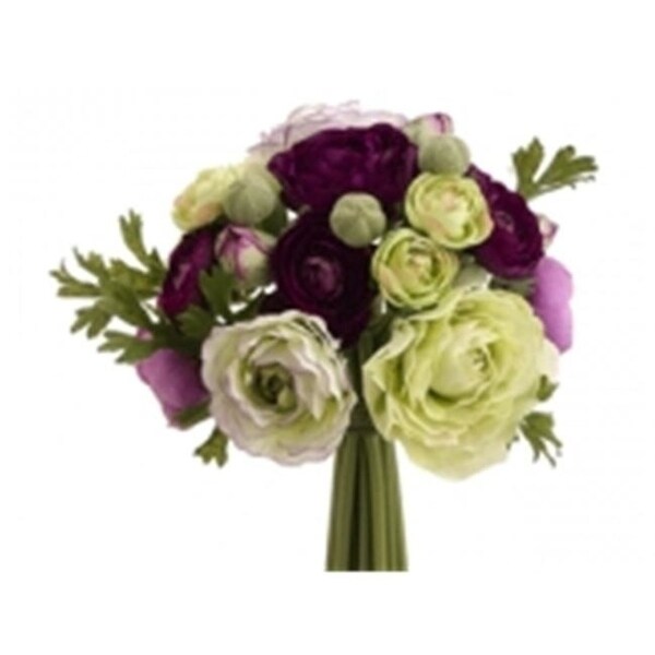 FBQ368-PU-GR 9 in. Ranunculus Bouquet Purple-Green- Pack of 6