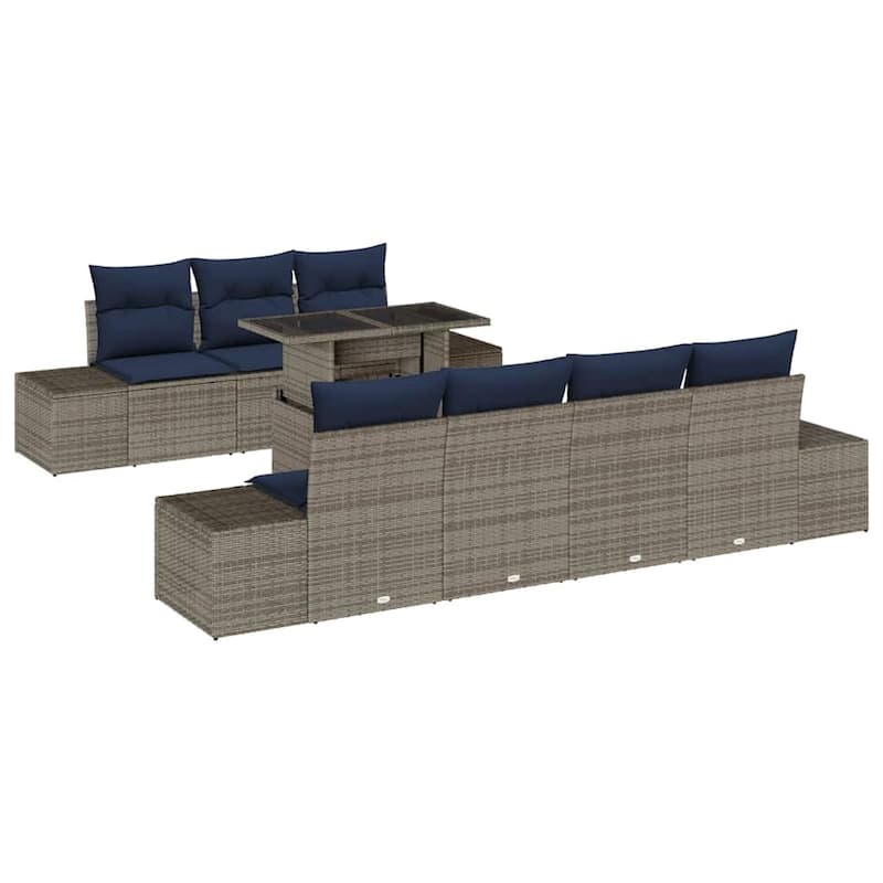 vidaXL 8 Piece Garden Sofa Set with Cushions - 115.8×24.4×27.2
