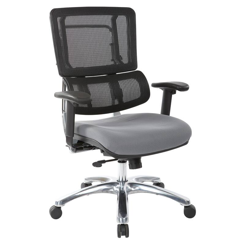 Black Mesh Back with Custom Fabric Seat and Chrome Base
