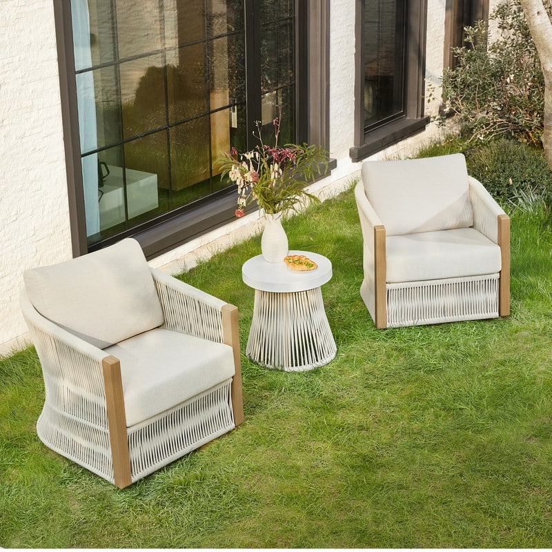 Carlos Outdoor Patio Furniture Bistro Set Swivel Chair