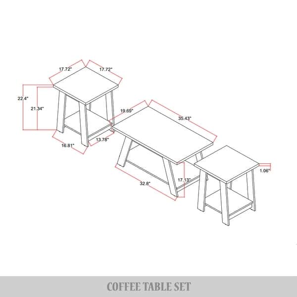 CraftPorch 3-Pieces Coffee Table Set - Bed Bath & Beyond - 43844309
