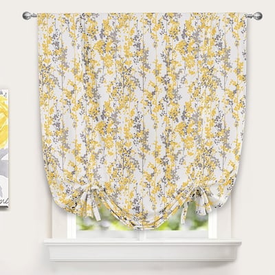 DriftAway Leah Abstract Floral Blossom Ink Painting Pattern Tie Up Curtain