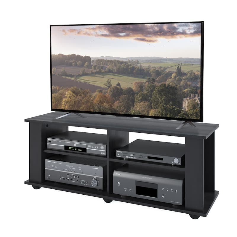 Black TV Stand, accommodates TVs up to 55" or 75"