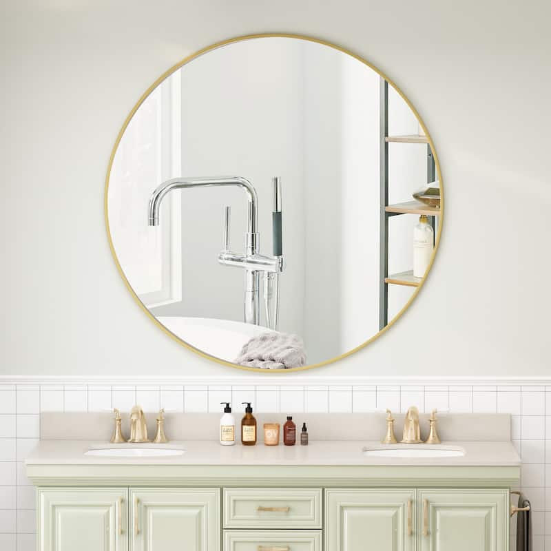 Jeffrey Modern Glass Framed Wall Mirror by GDFStudio