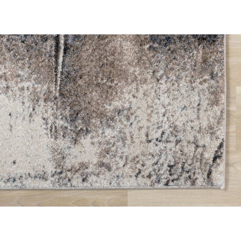 Brookfield Collection - Cream/Blue/Brown Urban Abstract Rug