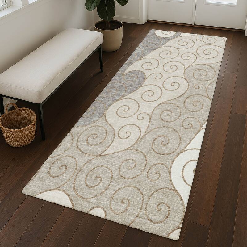 Machine Washable Indoor/ Outdoor Swirly Chantille Rug