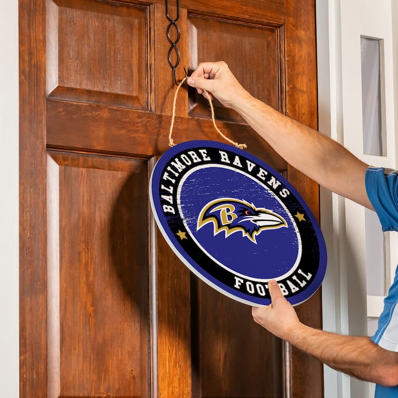 Baltimore Ravens Wooden Door Decor Wall Sign - Multi-Color