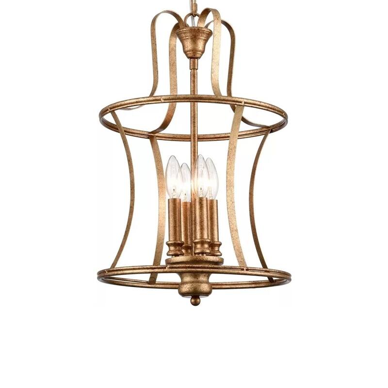 Lantern Pendant 4-Light Lantern Chandelier Rusty Gold Lantern Pendant - 13" x 47"