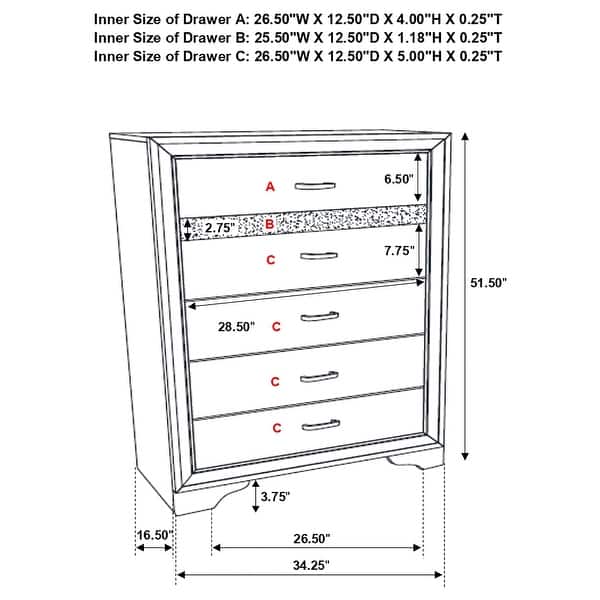 dimension image slide 12 of 29, Miranda 4-piece Platform Storage Bedroom Set White
