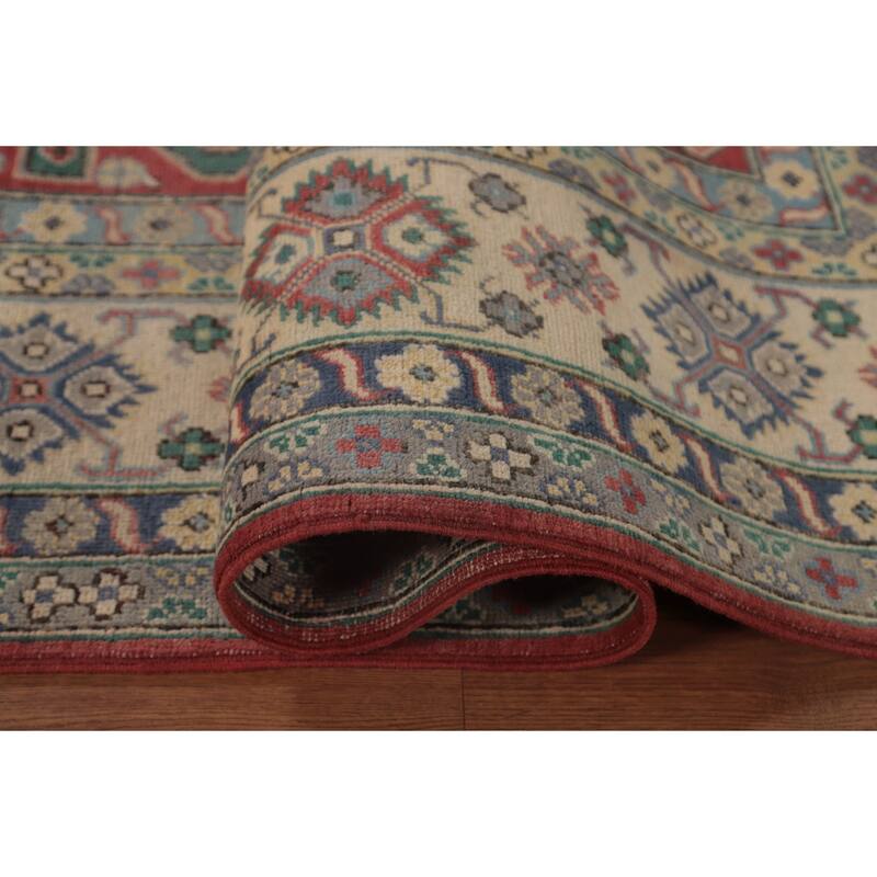 Traditional Red Kazak Area Rug Hand-Knotted Wool Carpet - 8'1" x 9'11"