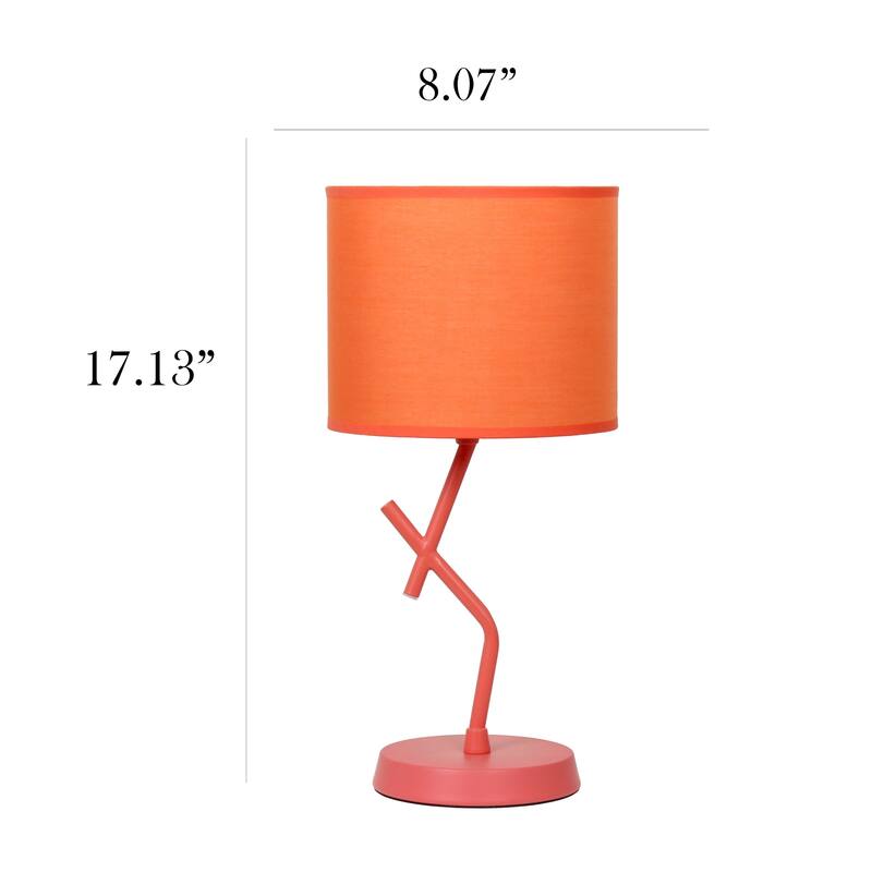 Abstract Angular Table Lamp with Drum Shade - 17" - Orange