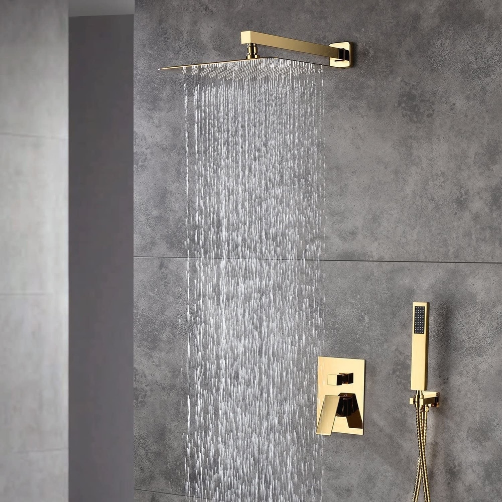 ExBrite Shower System Shower Faucet Combo Set Wall Mounted with 12 Rainfall Shower Head Chrome Finish 63858031