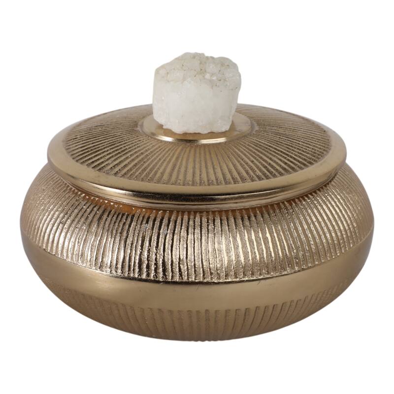 Aluminum Agate Decorative Object Stylish Lidded Textured Sculpture