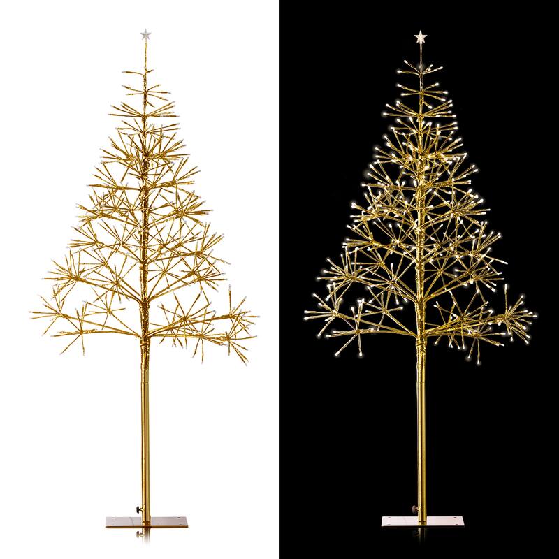 Alpine Corporation 53"H Indoor/Outdoor Artificial Christmas Tree with LED Lights