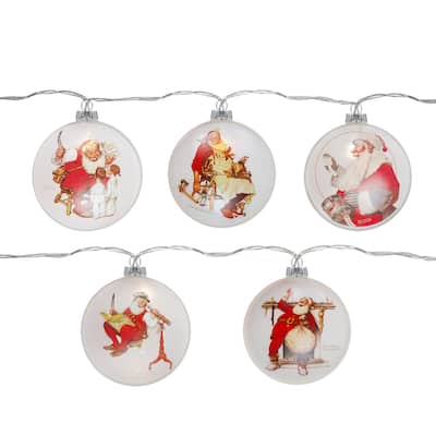 Set of 5 Glass Norman Rockwell Christmas Disc Lights - 69"