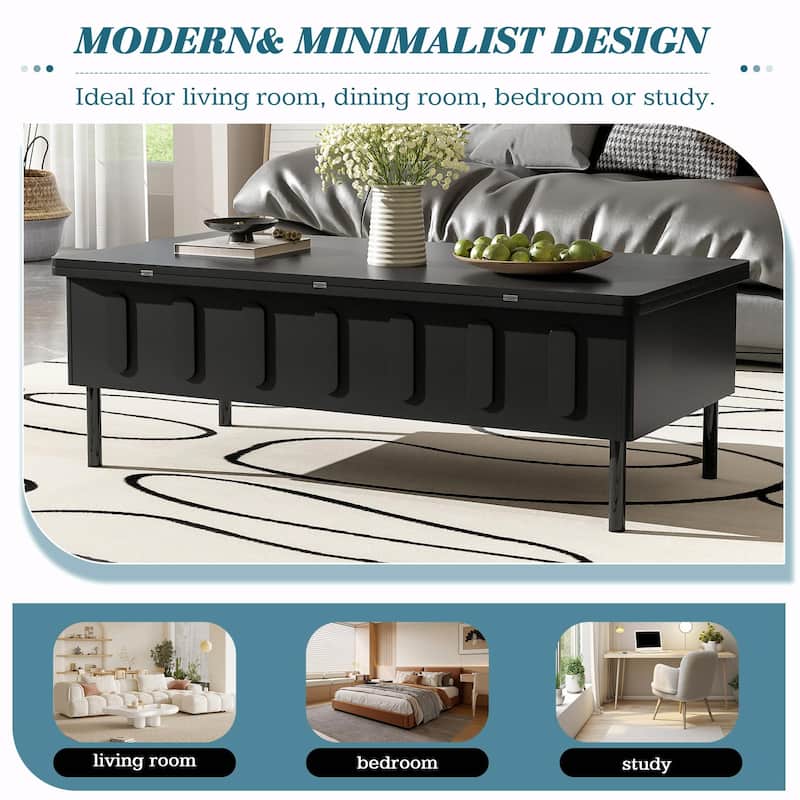 Lift-Top Coffee Table with 2 Drawers