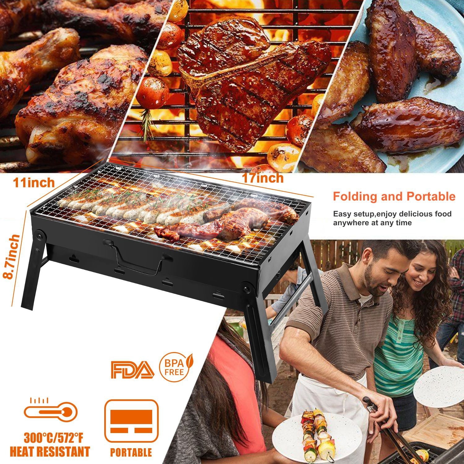 Portable barbecue foldable grill Metal