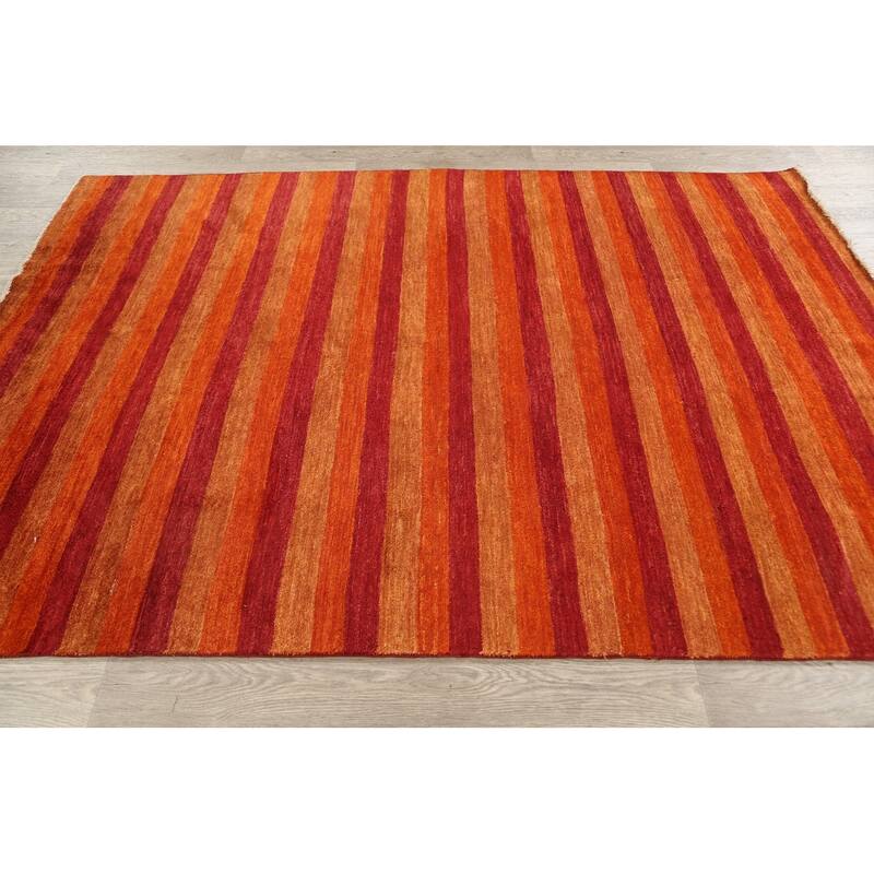 Modern Striped Gabbeh Kashkoli Oriental Area Rug Wool Hand-knotted - 5'5" x 7'8"