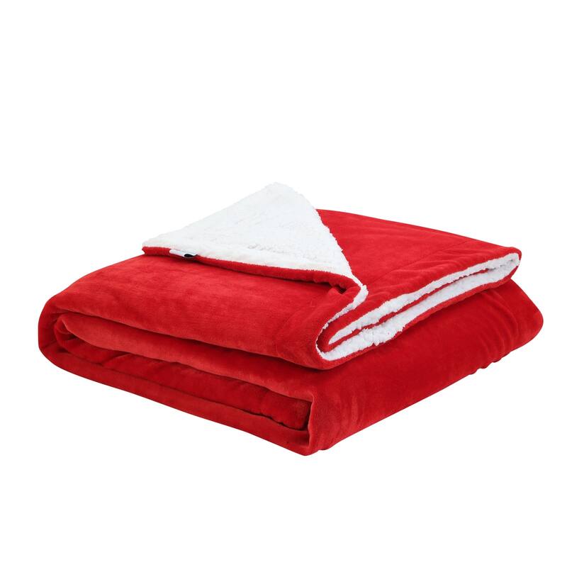 80" X 60" Red Knitted Polyester Plush Throw Blanket