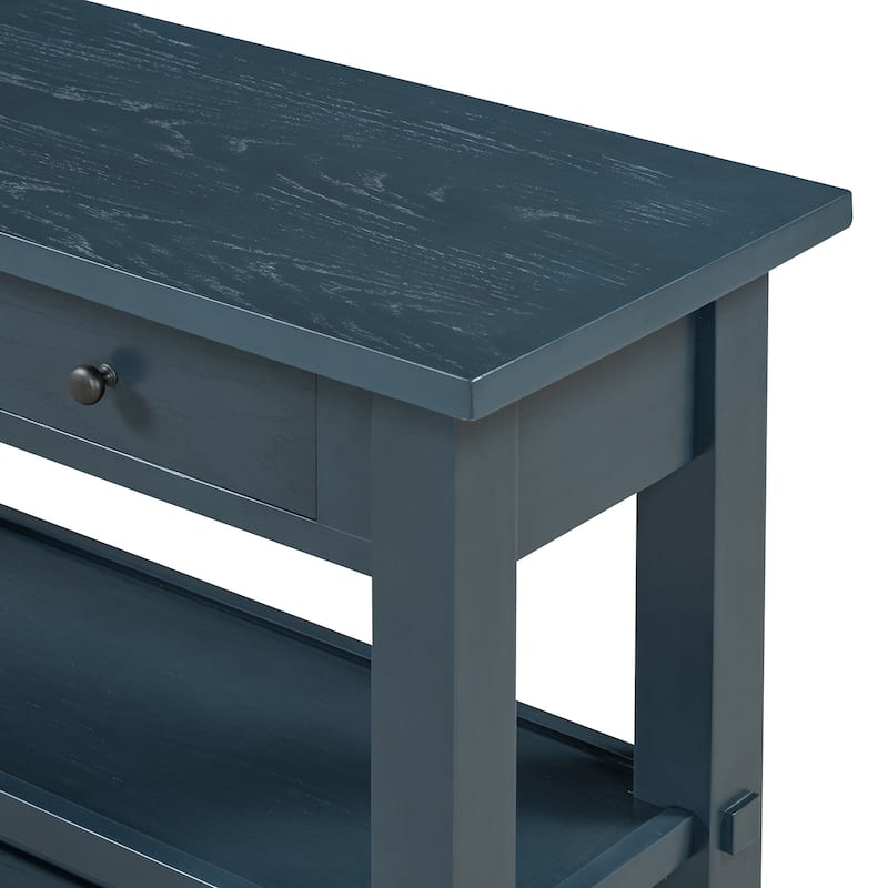 Retro Console Table with Drawer and Two Sturdy Shelves